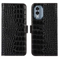 Crocodile Nokia X30 Wallet Leren Hoesje met RFID - Zwart