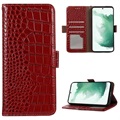 Crocodile Series Samsung Galaxy S21 FE 5G Wallet Leren Hoesje met RFID