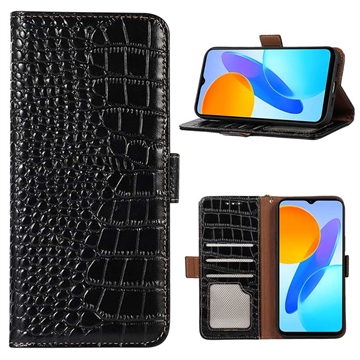 Crocodile Series Honor X8 Wallet Leren Hoesje met RFID - Zwart