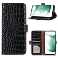 Crocodile Samsung Galaxy A14 Wallet Leren Hoesje met RFID - Zwart