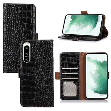 Crocodile Series Sony Xperia 5 IV Wallet Leren Hoesje met RFID