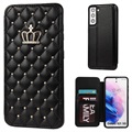 Crown Grid Pattern Samsung Galaxy S21 5G Flip Cover