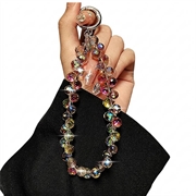 Polsbandje met kristallen kralen / telefoonriempje - 14cm - Amber