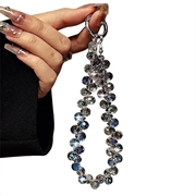 Polsbandje met kristallen kraaltjes / telefoonriempje - 14cm - transparant blauw