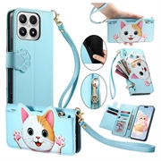 Xiaomi 17 schattige kattenportemonneehoes met kaarthouder, vak met ritssluiting en polsbandje