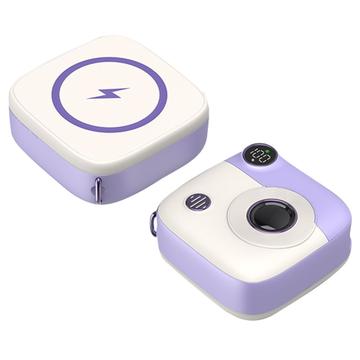 Schattige Mini PD 10000mAh Draadloze Power Bank E49 - 20W - Paars