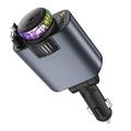 D1 5-in-1 45W Autolader met Sterren-Licht Projector, Aromatherapy Diffuser & Intrekbare USB-C / Lightning Kabels