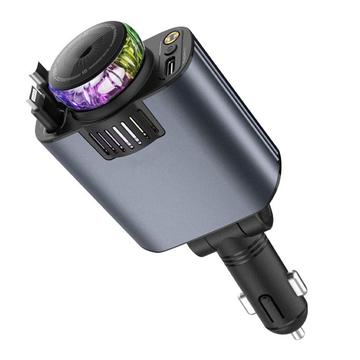 D1 5-in-1 45W Autolader met Sterren-Licht Projector, Aromatherapy Diffuser & Intrekbare USB-C / Lightning Kabels