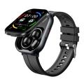 D12 2-in-1 Smartwatch met Clip-On draadloze koptelefoon - Siliconen band - Zwart