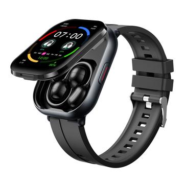D12 2-in-1 Smartwatch met Clip-On draadloze koptelefoon - Siliconen band