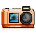 D50 waterdichte actiecamera met dubbel scherm en 32GB geheugenkaart - oranje