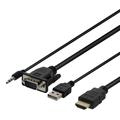 Deltaco VGA naar HDMI-adapterkabel met audio - 1m