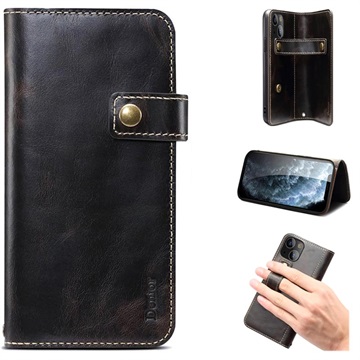 Denior Vintage Series iPhone 13 Wallet Leren Hoesje - Zwart