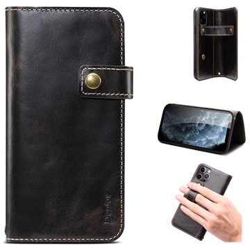 Denior Vintage Series iPhone 13 Pro Max Wallet Leren Hoesje - Zwart