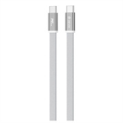 Devia Ultra3 platte, geweven metalen USB-C-kabel 240W - 1.5m - wit