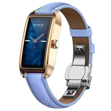 Dora T Elegant Smartwatch voor Dames met Deense Taal - Blauw / Roségoud