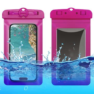 Universele waterdichte hoes met dubbele sluiting - 6.5", IPX8 - Hot Pink
