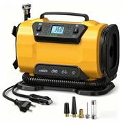 Luchtcompressor met dubbele voeding, LCD-display en LED-verlichting - 150 PSI/10.3 bar - geel