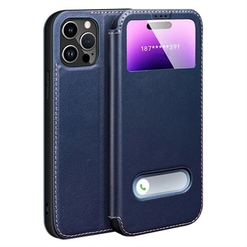 iPhone 16 Pro Max Dual View Flip Leren Hoesje - Saffier