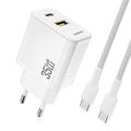 Dudao A27 MaxC 35W GaN Wandoplader met USB-C kabel - Wit