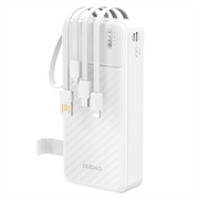 Dudao K11 Pro 20000mAh Power Bank met ingebouwde kabels - Wit