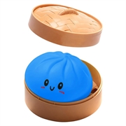 Knuffelbare stressbal in de vorm van een dumpling met stoomkistje - Blauw