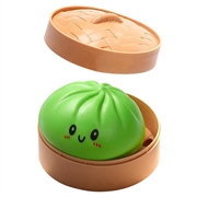 Knuffelbare stressbal in de vorm van een dumpling met stoomkistje - Groen