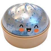 Knuffelbare stressbal in de vorm van een dumpling met stoomkistje - Lichtblauw