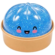 Knuffelbare stressbal in de vorm van een dumpling met stoomkistje - Lichtblauw
