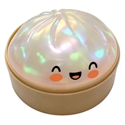 Knuffelbare stressbal in de vorm van een dumpling met stoomkistje - Parelwit