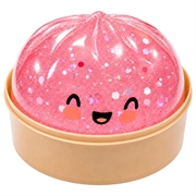Knuffelbare stressbal in de vorm van een dumpling met stoomkistje