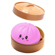 Knuffelbare stressbal in de vorm van een dumpling met stoomkistje - Paars