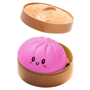 Knuffelbare stressbal in de vorm van een dumpling met stoomkistje - Paars