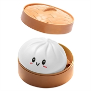 Knuffelbare stressbal in de vorm van een dumpling met stoomkistje - Wit