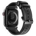 Dux Ducis Apple Watch Series 10/9/8/SE (2022)/7/SE/6/5/4/3/2/1 Leder Bandje - 42mm/41mm/40mm/38mm - Zwart