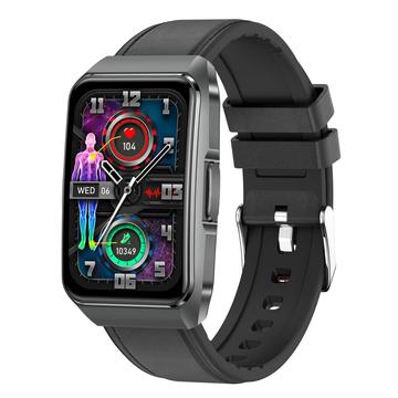 ET650 Smart Horloge met Lichaamstemperatuur, Gezondheidsmonitor en Bluetooth bellen - Lederen & Siliconen band
