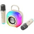 Erazer K20 Bluetooth-karaokeluidspreker met 2 microfoons - Beige