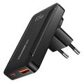 Essager 65W GaN ultradunne snellader - 2x USB-C, USB-A - Zwart
