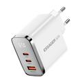Essager ES-CD64 65W GaN-wandlader - 3 poorten - wit