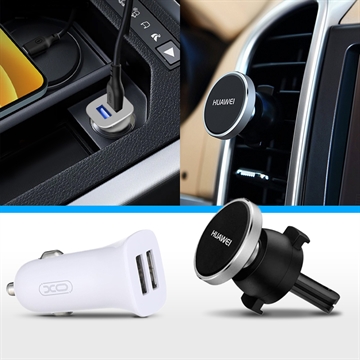 Essentiële carkit - dubbele USB-oplader & magnetische telefoonhouder