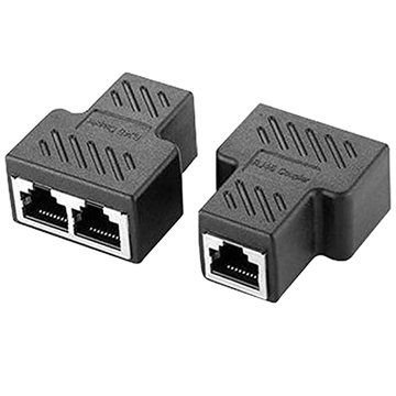 Ethernet RJ45 Splitter-adapter 1x2 - Zwart