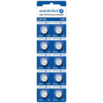 EverActive AG12 LR1142/LR43 Alkaline knoopcel batterijen - 10 stuks.