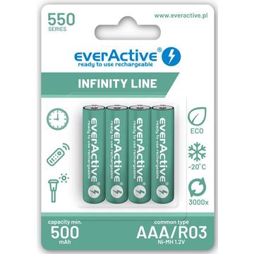 EverActive Infinity Line EVHRL03-550 Oplaadbare AAA Batterijen 550mAh - 4 stuks.