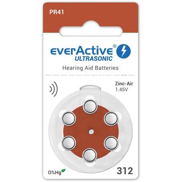 EverActive Ultrasonic 312/PR41 hoortoestel batterijen - 6 stuks.