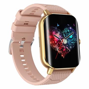 F12 2,02-inch gebogen scherm Smart horloge met encoder Bluetooth bellen Smart armband met gezondheidsmonitoring - Gold / Pink