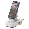 F15 3-in-1 opvouwbare telefoonhouder met Bluetooth-luidspreker en 1200mAh Power Bank - Wit