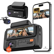 F310 3-kanaals dashcam - 4K voor, 2K interieur, 2K achter - zwart