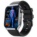 F700 Waterdicht Smartwatch met SOS, ECG, Slaap & Fitness Gezondheidsmonitor - Siliconen band - Zwart
