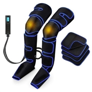 FE-7204A Luchtcompressie-beenmassageapparaat met warmte voor de knieën - Zwart / Blauw
