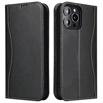 Fierre Shann iPhone 14 Pro Wallet Leren Hoesje - Zwart